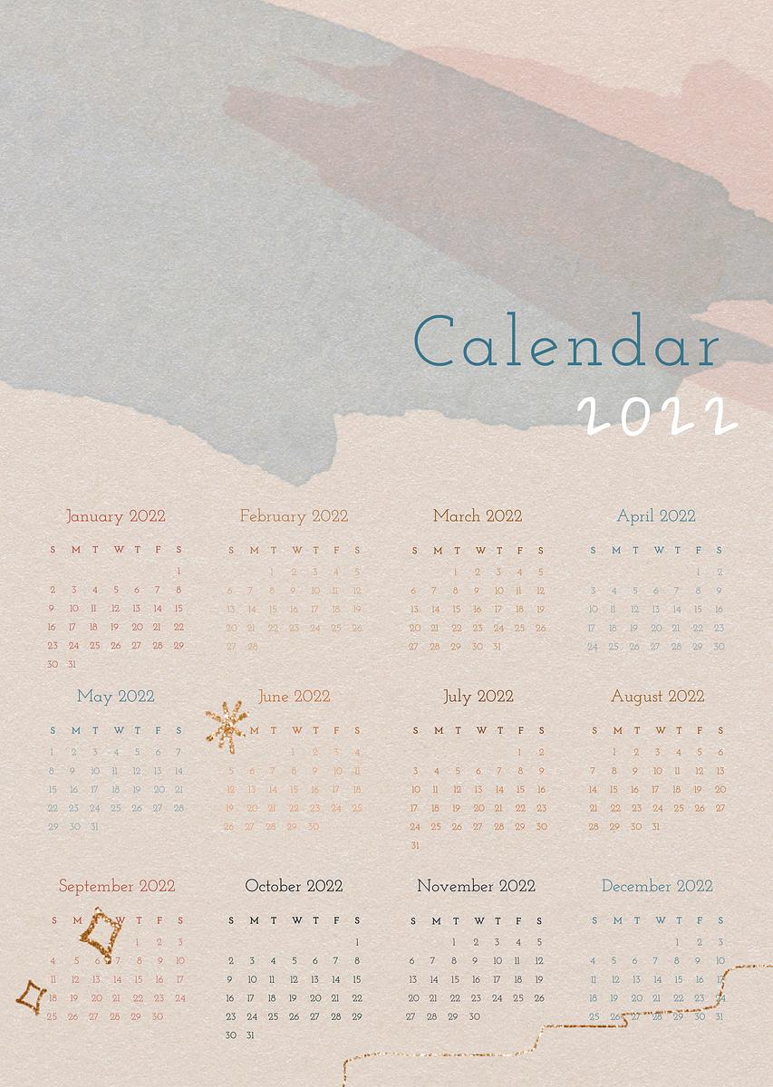 Aesthetic 2022 monthly calendar, abstract Free Photo rawpixel