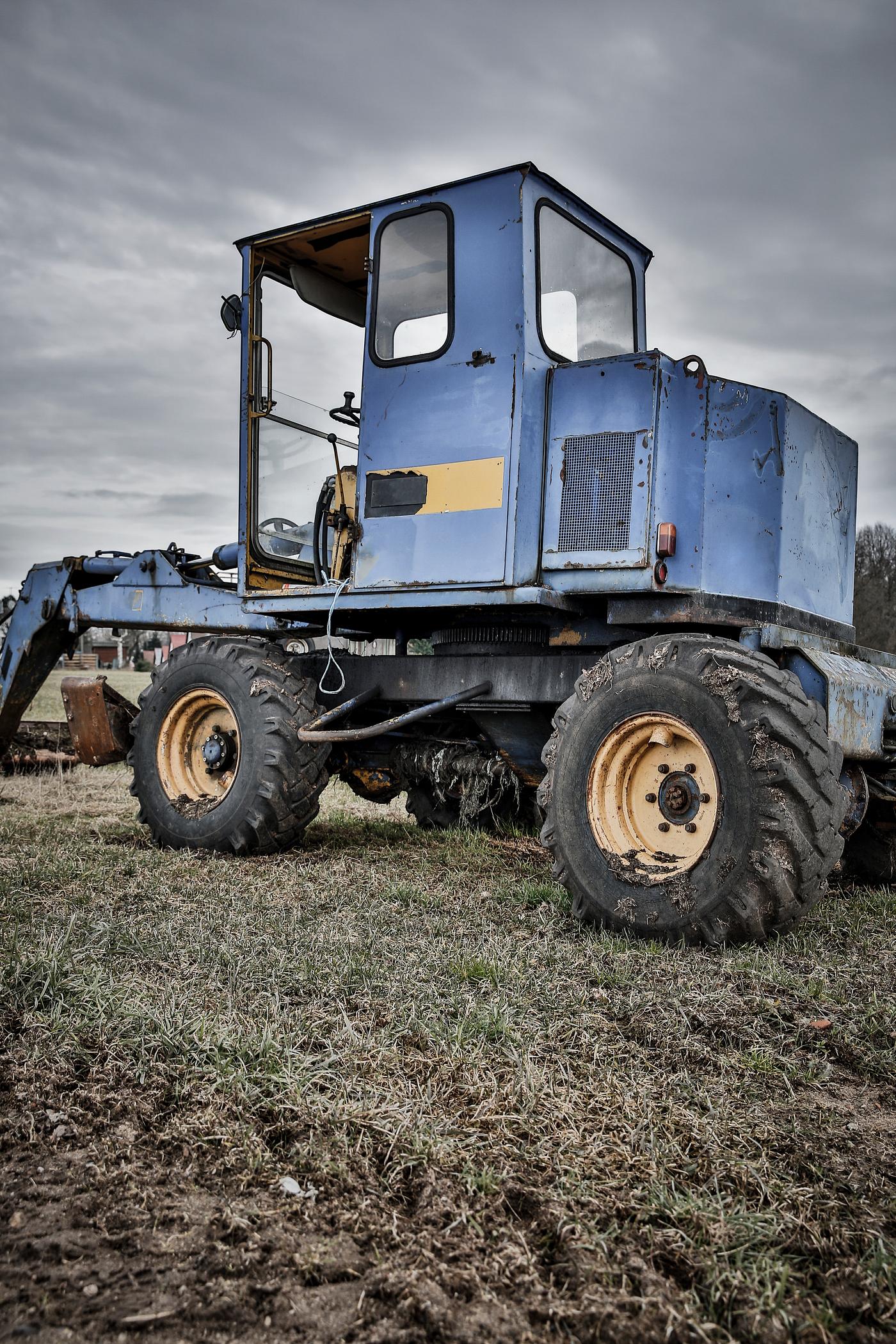 A blue vintage tractor A blue vintage tractor