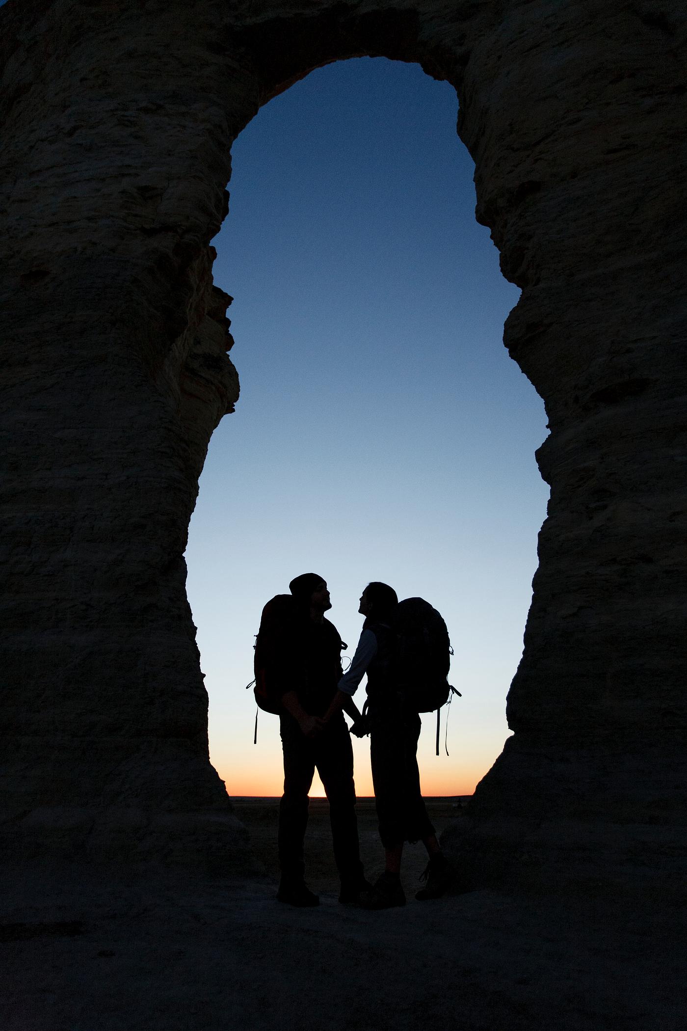 Download Silhouette of couple hiking | Royalty free stock photo ...