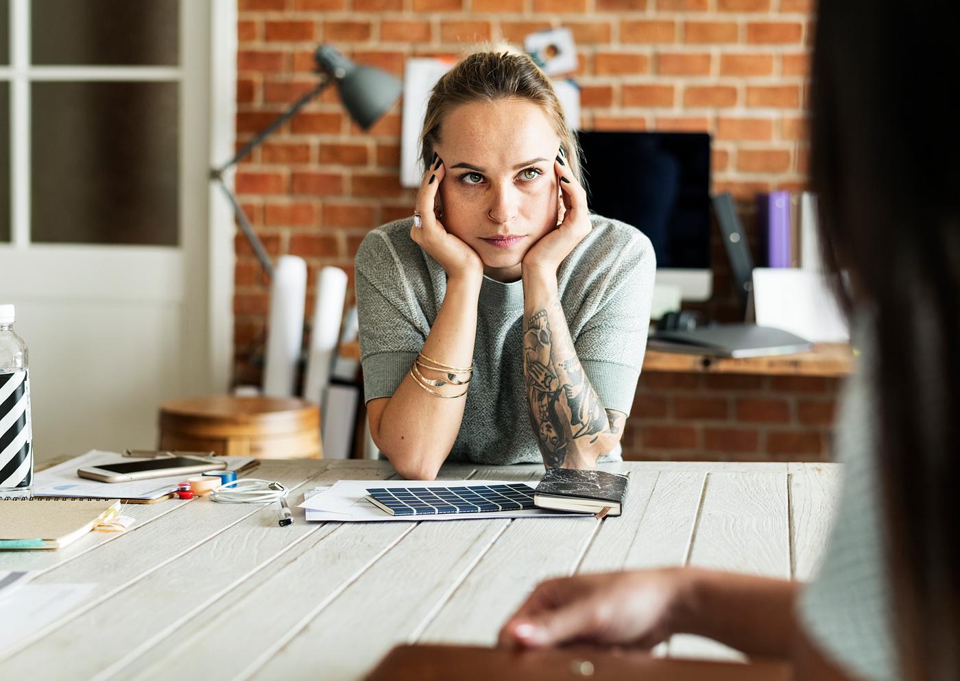Woman thinking, getting back on track