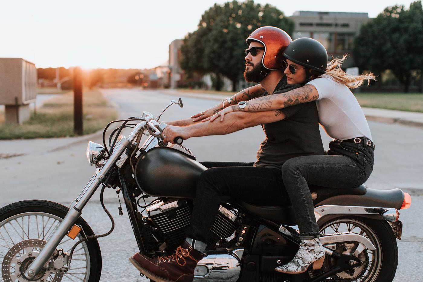 Couple riding motorcycle together | Royalty free photo - 545658