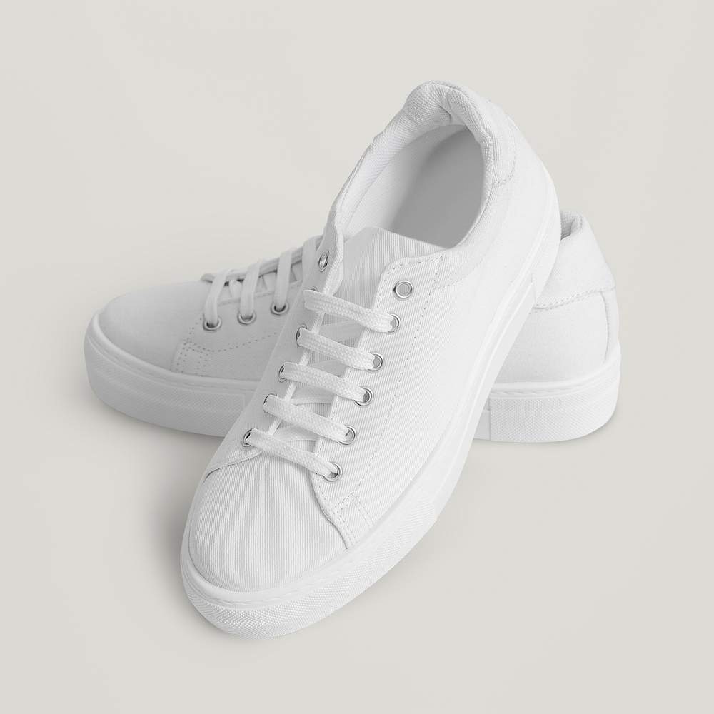 White canvas sneaker psd woman's shoes | Royalty free stock psd mockup | High Resolution design