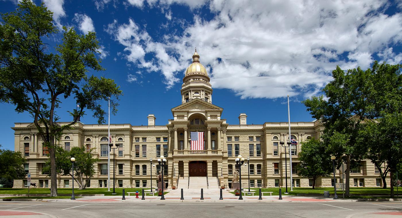 The state capitol in Cheyenne, the largest city in Wyoming. The building's cornerstone was laid in 1887, three years... The state capitol in Cheyenne, the largest city in Wyoming. The building's cornerstone was laid in 1887, three years...