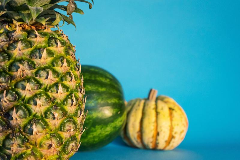 Tropical fruits and a pumpkin Tropical fruits and a pumpkin