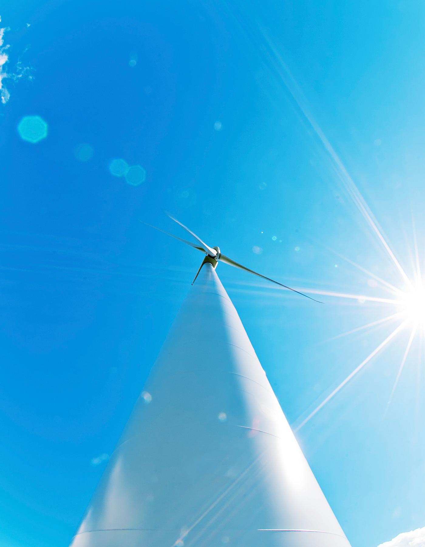 Wind power turbine in the blue sky Wind power turbine in the blue sky