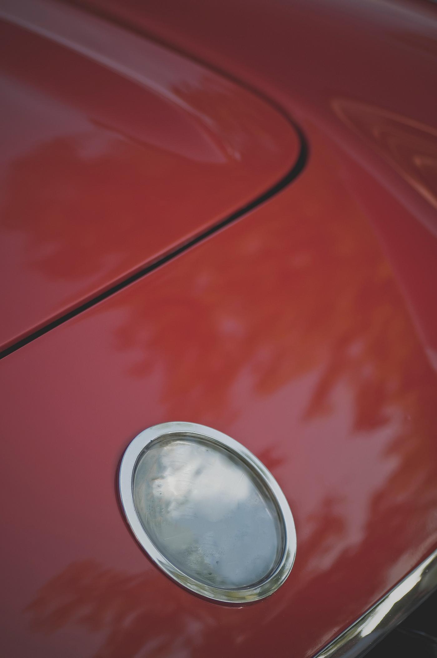 Interiors of classic red car Interiors of classic red car