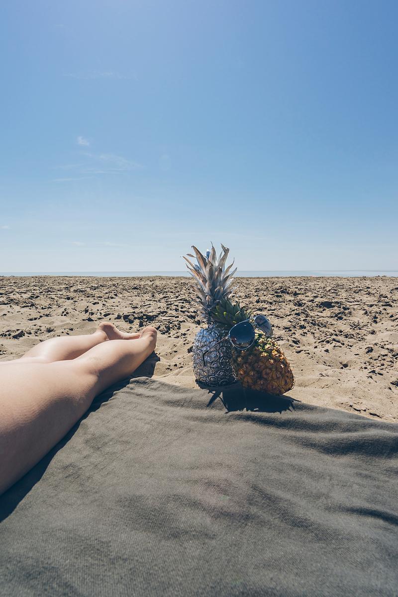 Silver pineapple on a beach Silver pineapple on a beach