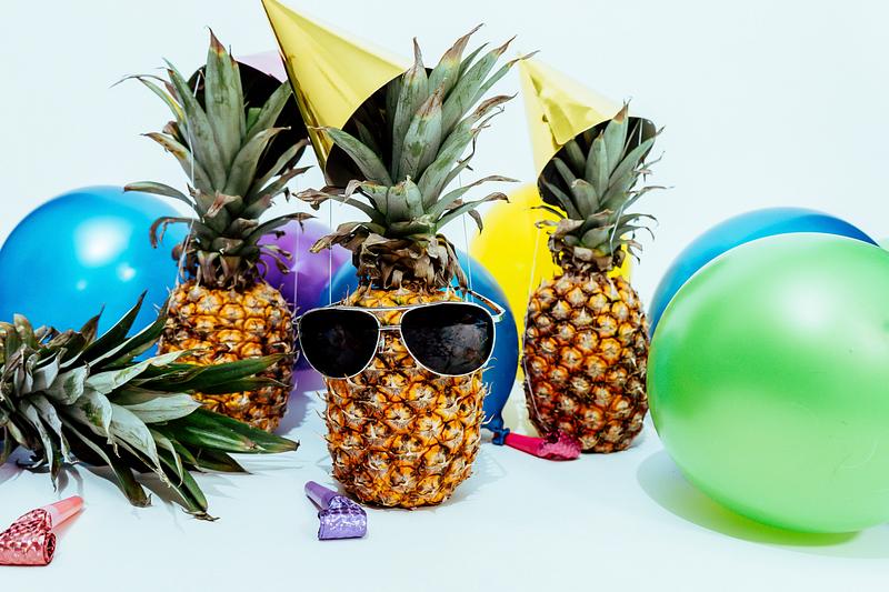 Festive ripe pineapples ready to party Festive ripe pineapples ready to party