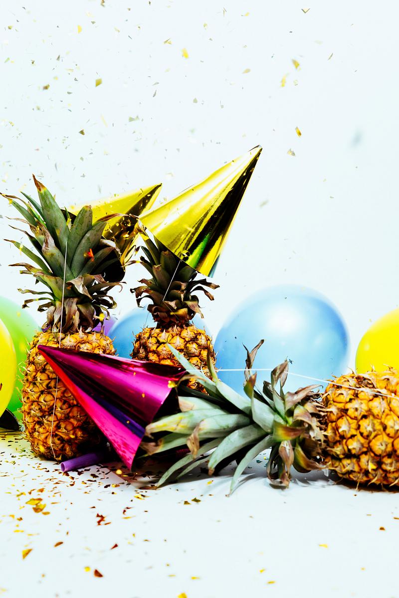 Festive ripe pineapples ready to party Festive ripe pineapples ready to party