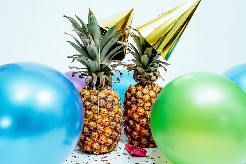 Festive ripe pineapples ready to party Festive ripe pineapples ready to party
