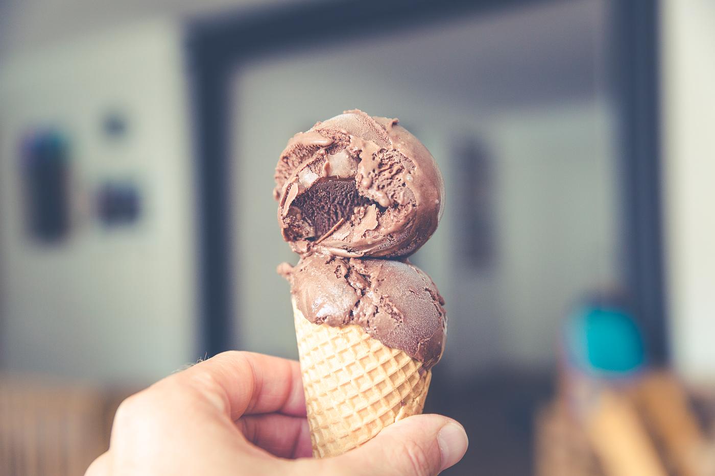 Cone with chocolate ice cream Cone with chocolate ice cream