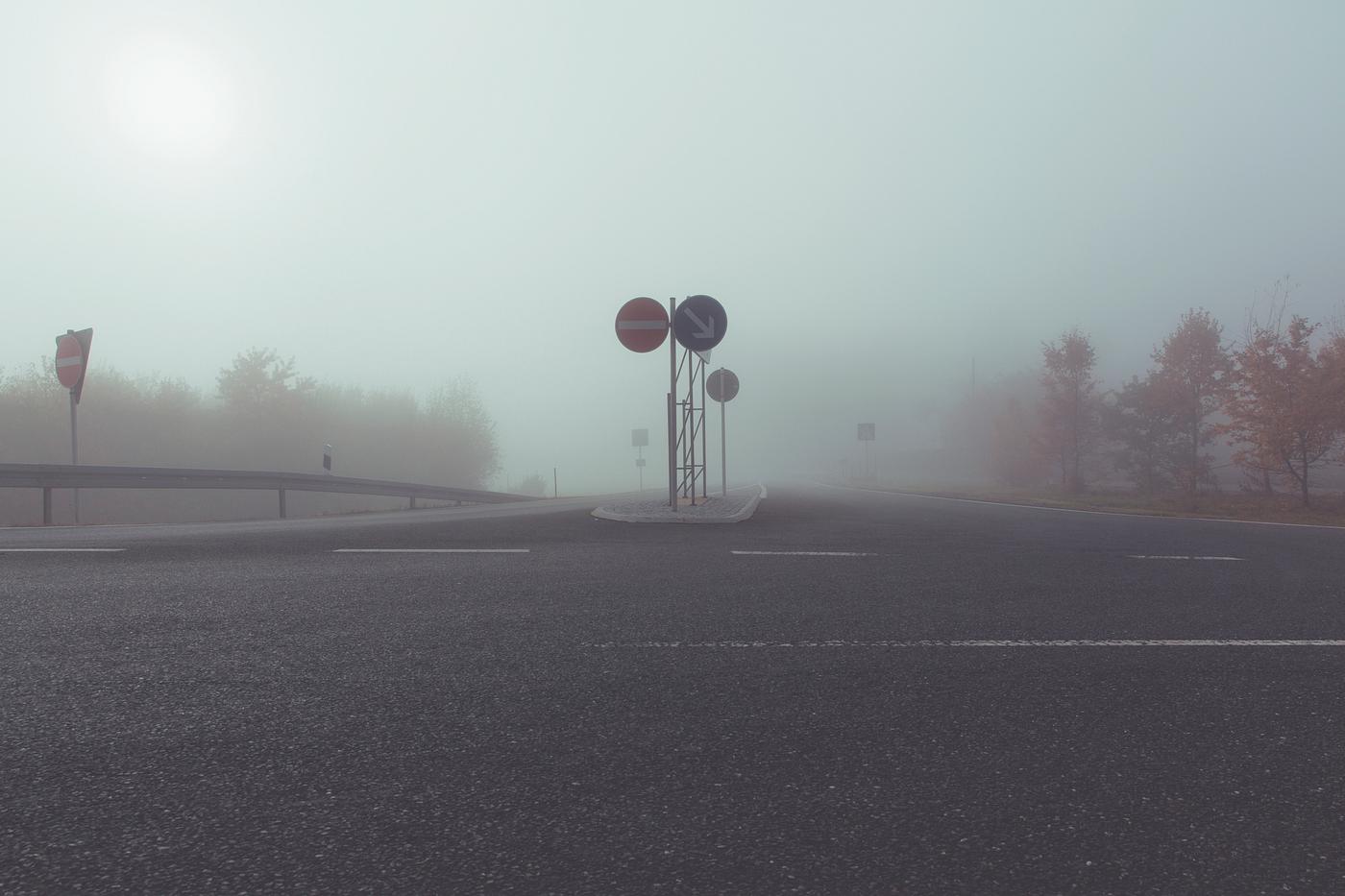 A road in the morning mist A road in the morning mist