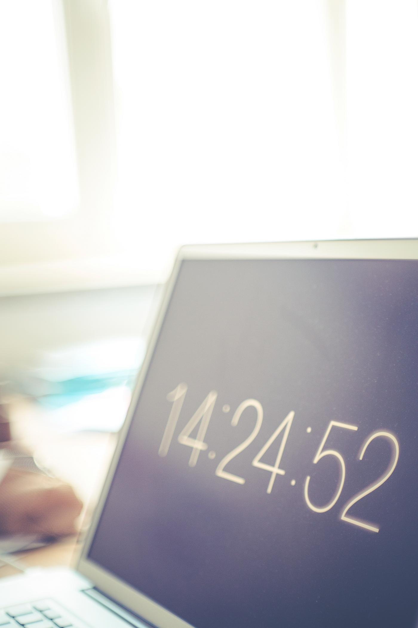The time on a laptop screen The time on a laptop screen