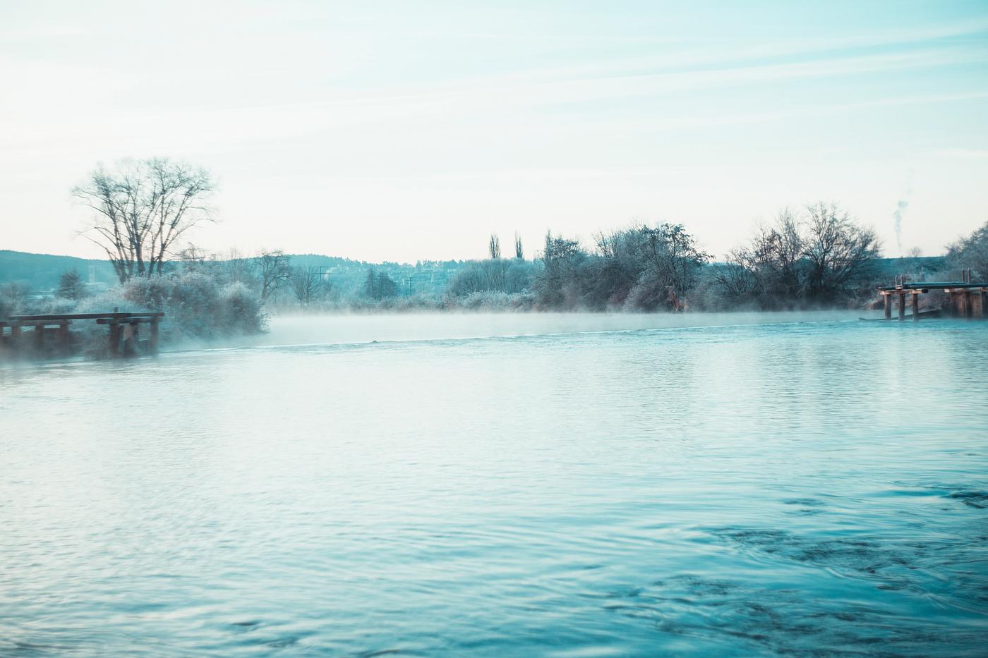 Mist on a river in Germany Mist on a river in Germany