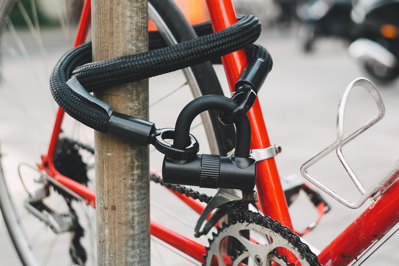 Anti-theft lock on a vintage racing bicycle Anti-theft lock on a vintage racing bicycle