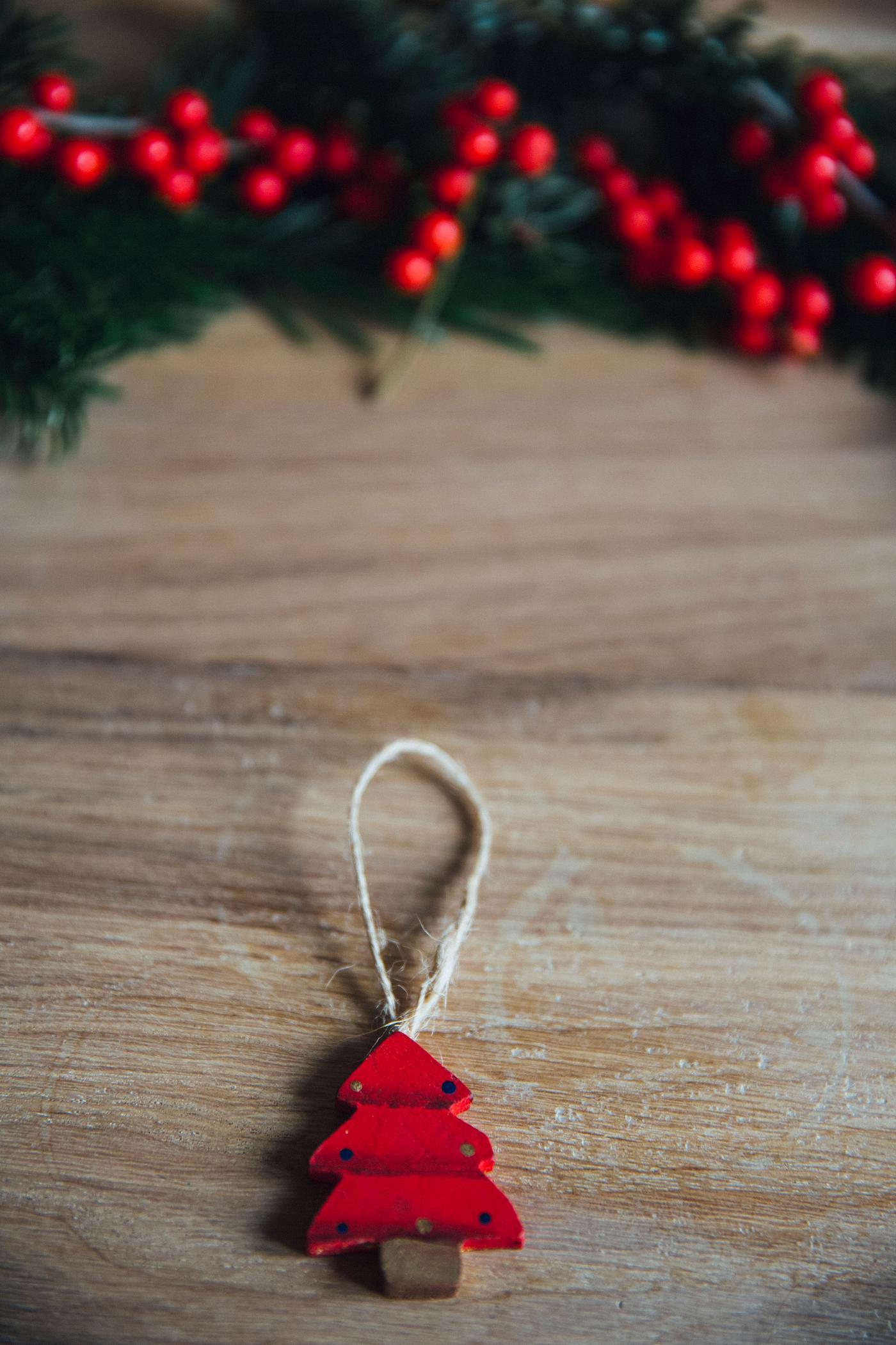 Christmas tree ornaments flat lay Christmas tree ornaments flat lay
