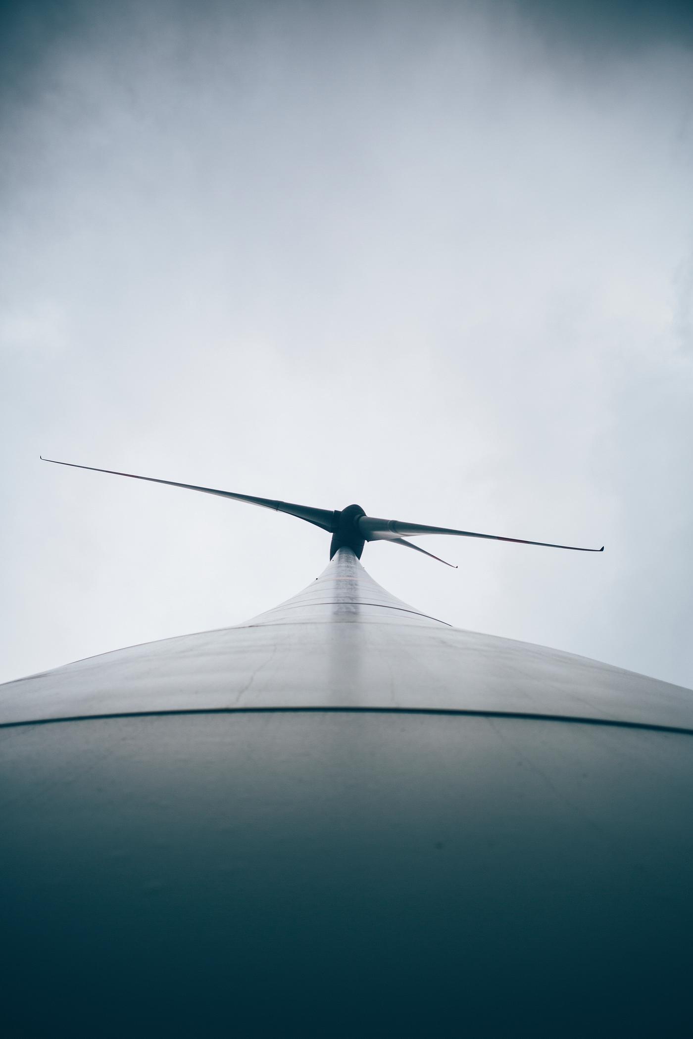 Wind turbine shot from below Wind turbine shot from below