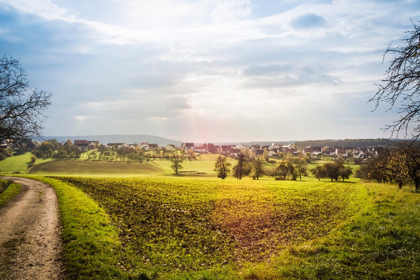 Green field in Schlaifhausen at Wiesenthau, Germany Green field in Schlaifhausen at Wiesenthau, Germany