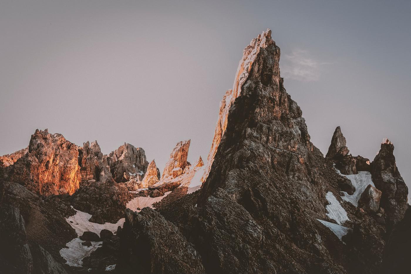 Summit of the Dolomites in the early morning Summit of the Dolomites in the early morning