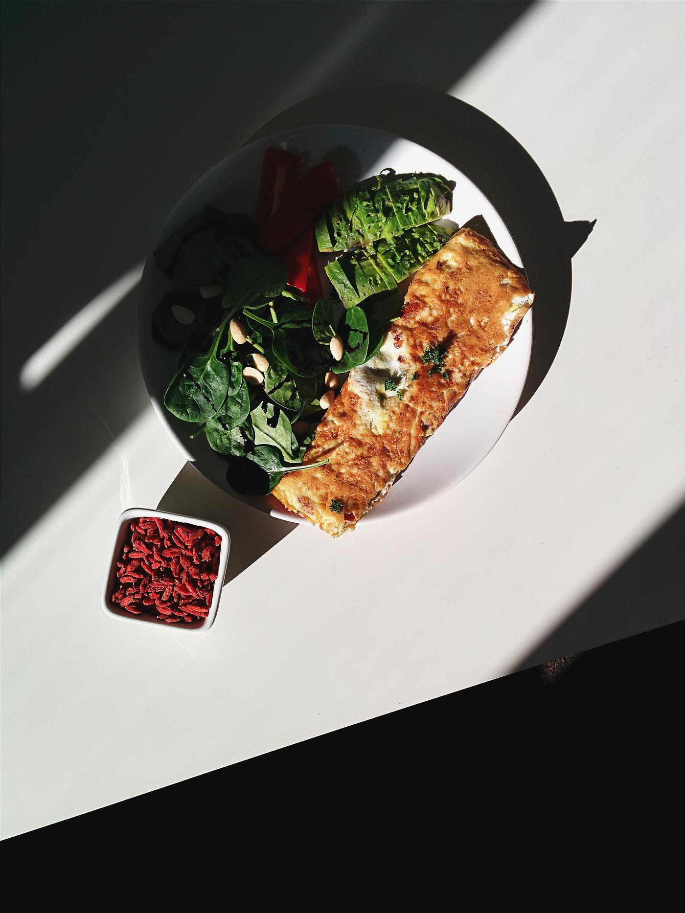 Healthy Paleo breakfast with shadow overlay Healthy Paleo breakfast with shadow overlay