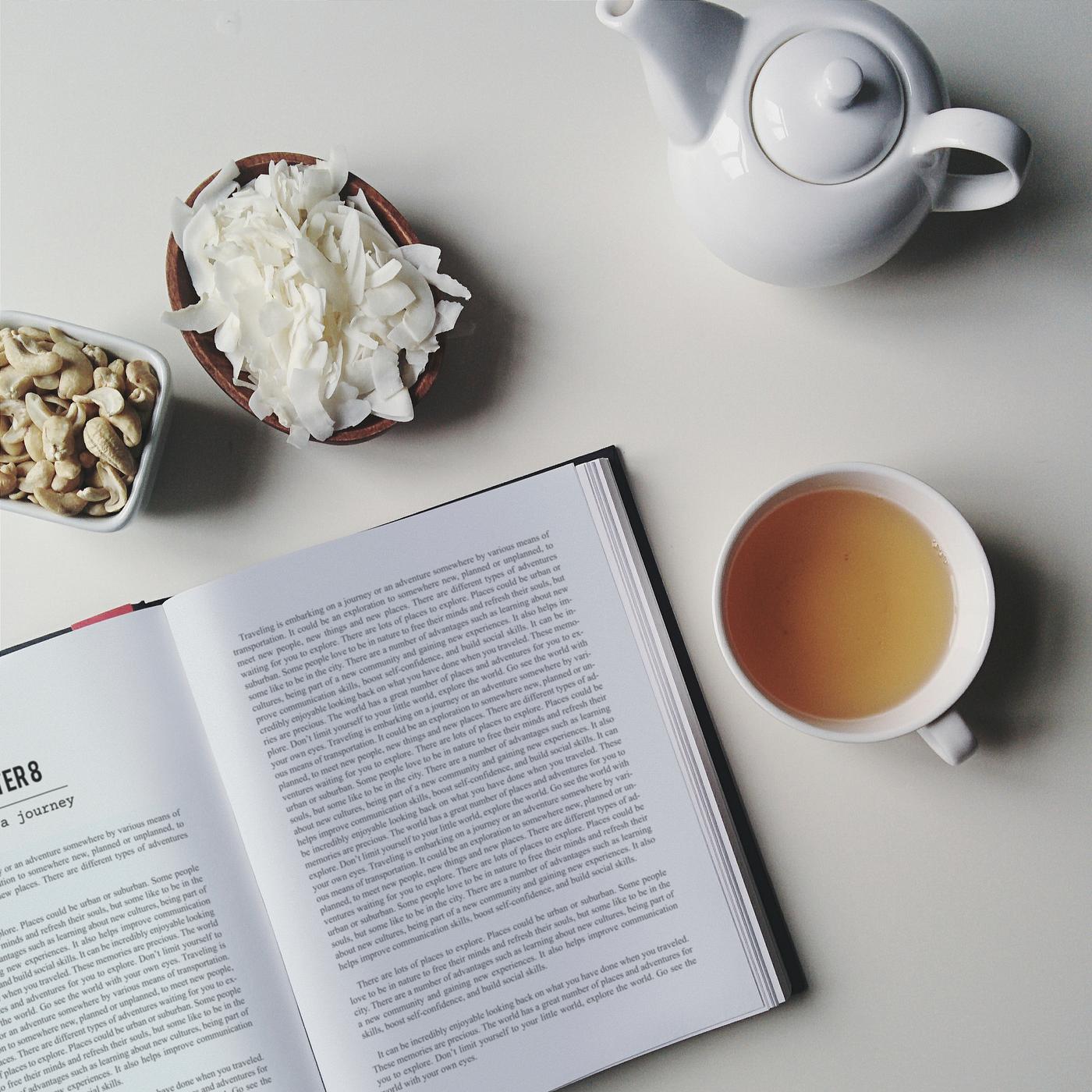 Relaxing Sunday with tea and book Relaxing Sunday with tea and book