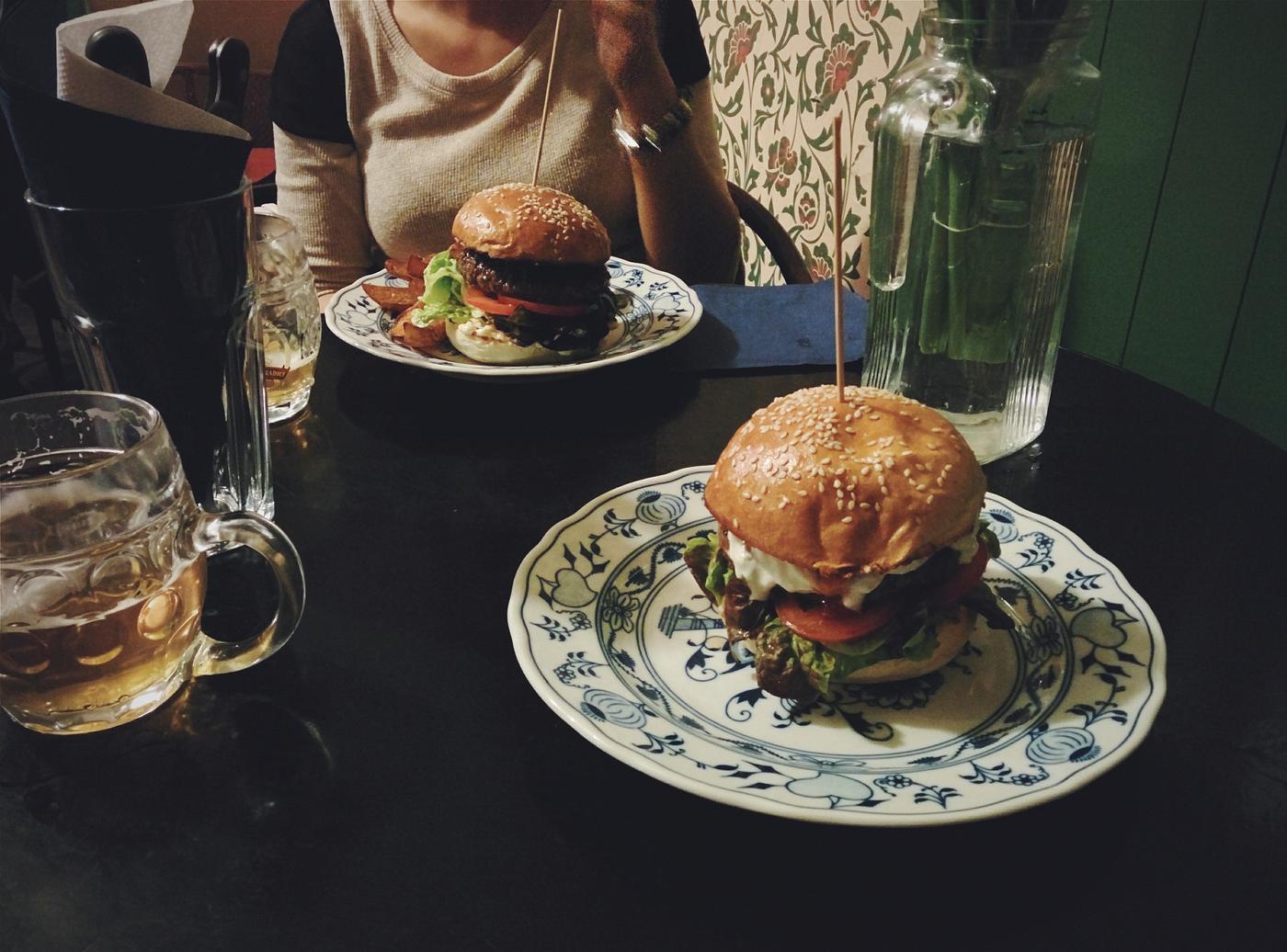 A burger dinner A burger dinner
