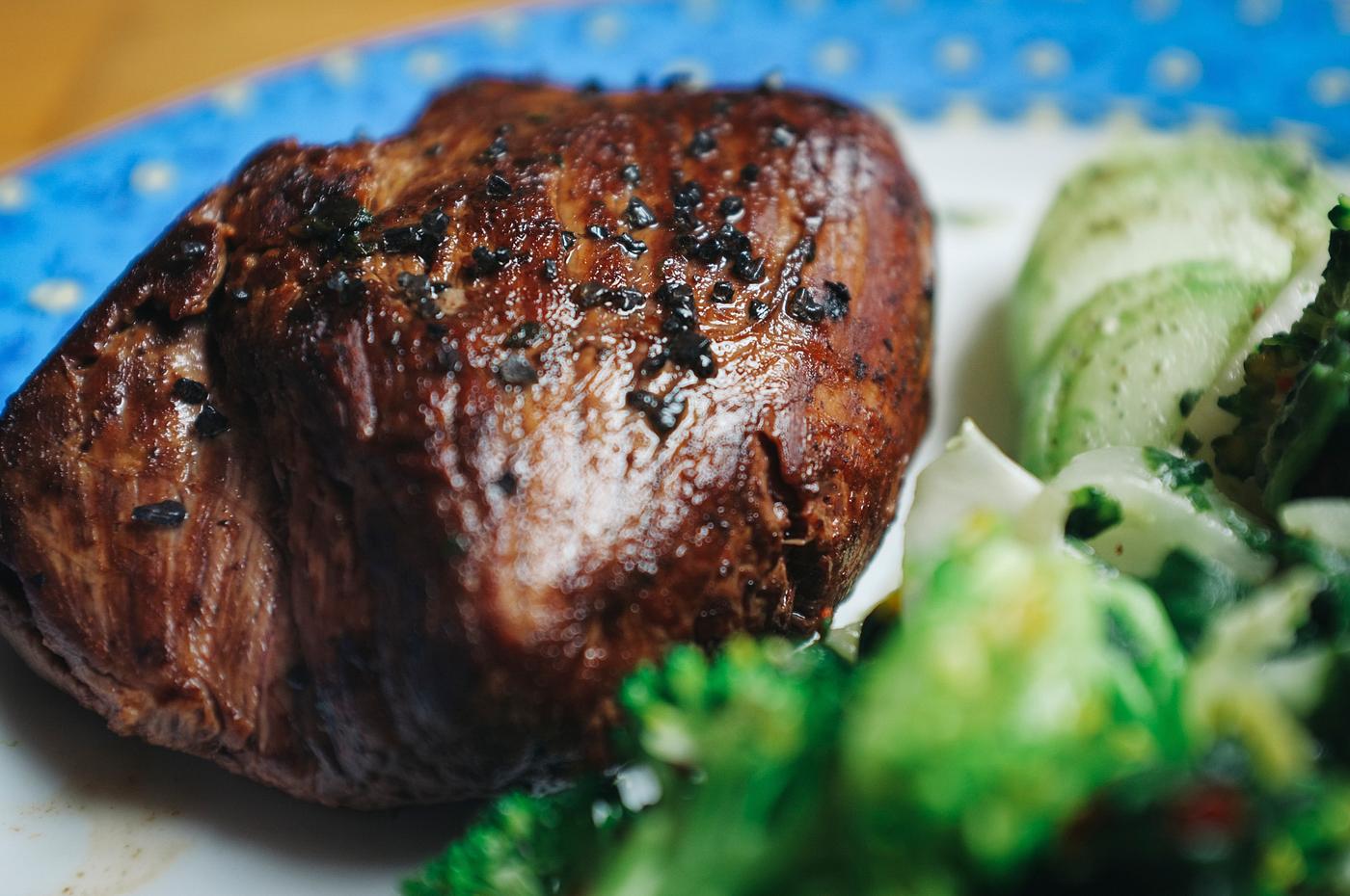 Beef steak sprinkled with black salt Beef steak sprinkled with black salt