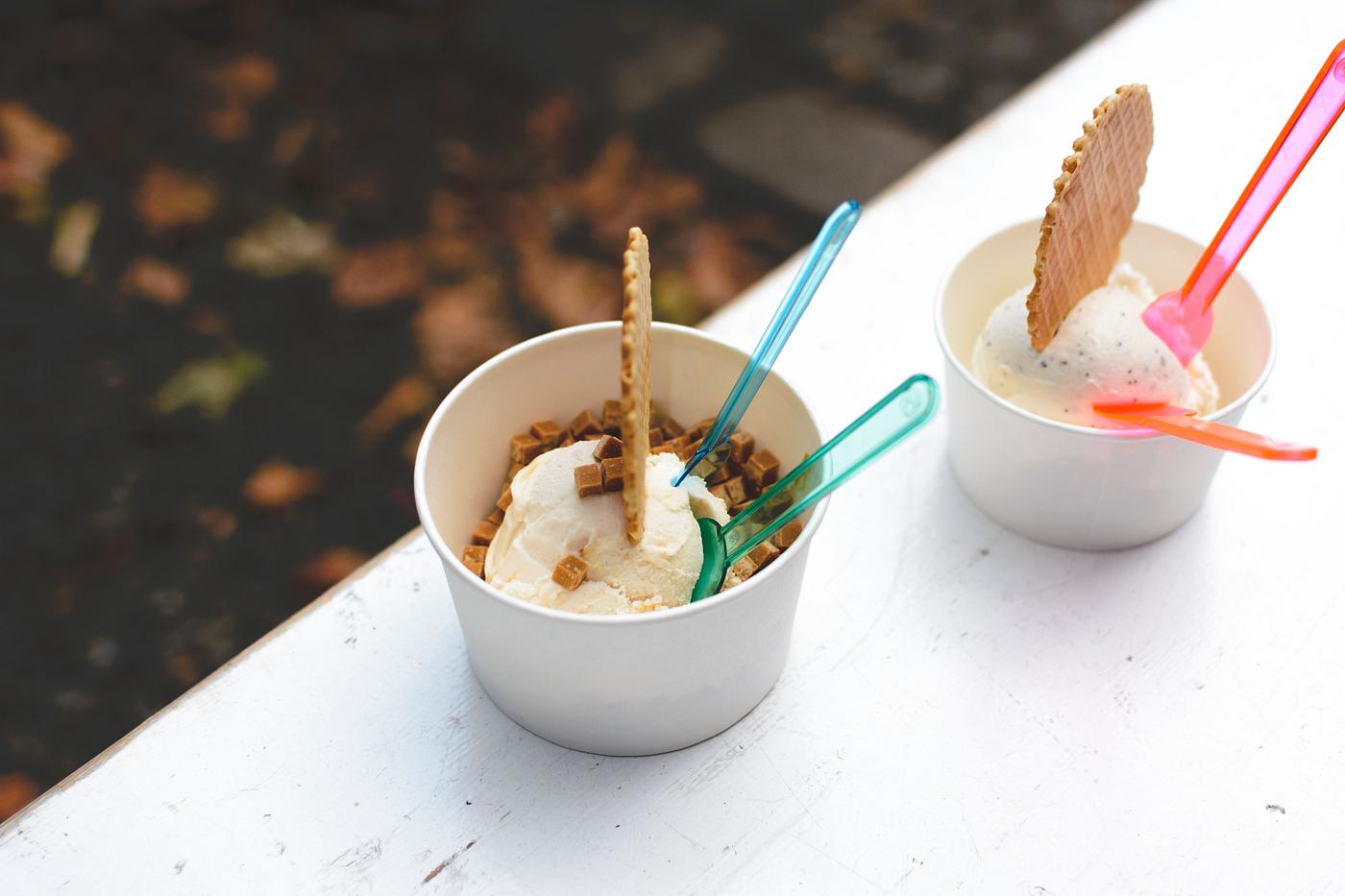 Two cups of ice cream for dessert Two cups of ice cream for dessert