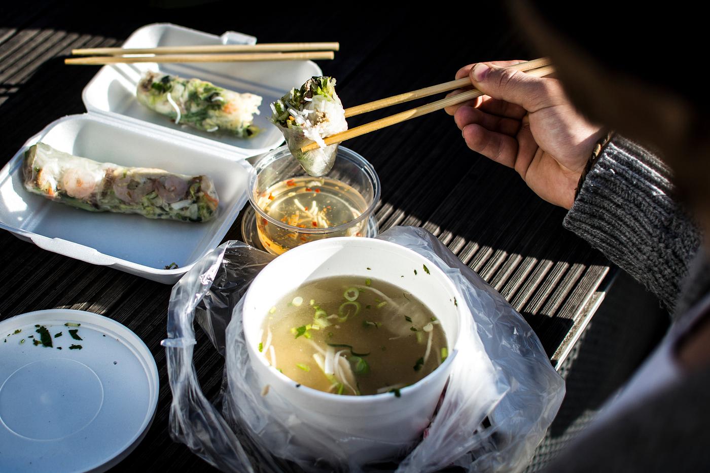 Takeaway Vietnamese fresh spring rolls and Pho Takeaway Vietnamese fresh spring rolls and Pho