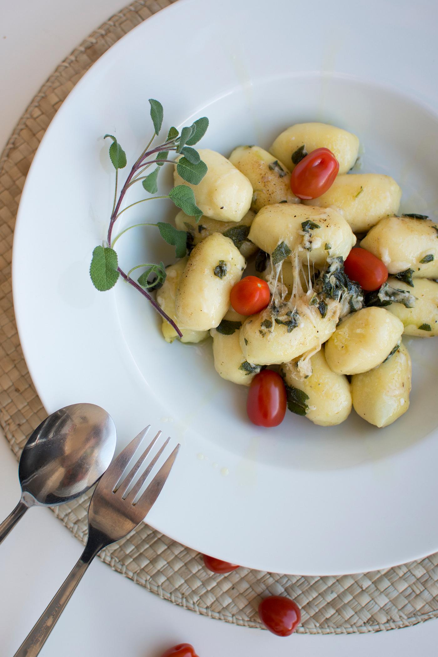 Gnocchi with sage and tomatoes food photography Gnocchi with sage and tomatoes food photography