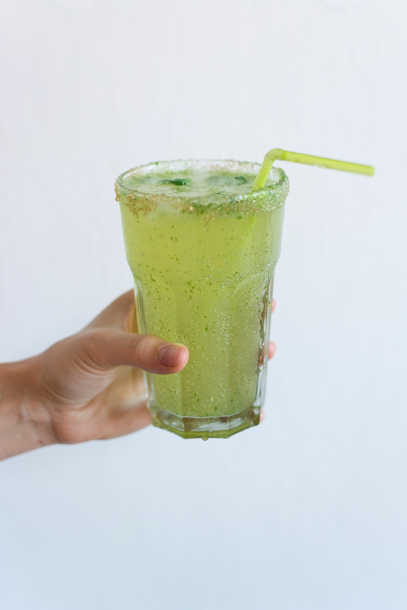 Glass of homemade cucumber lemonade Glass of homemade cucumber lemonade