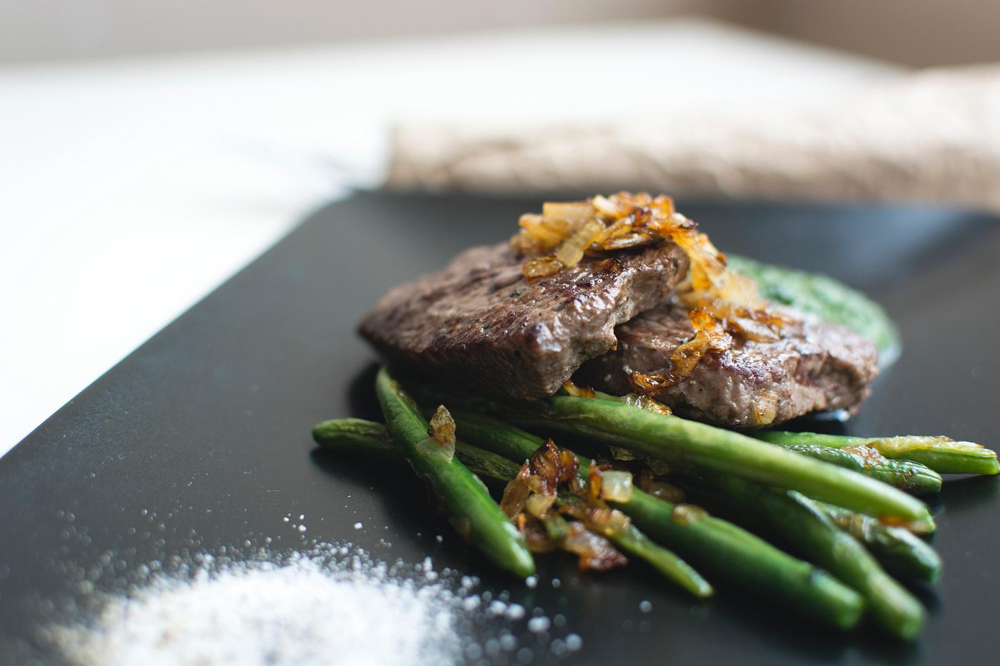 A fresh cook paleo steak closeup A fresh cook paleo steak closeup