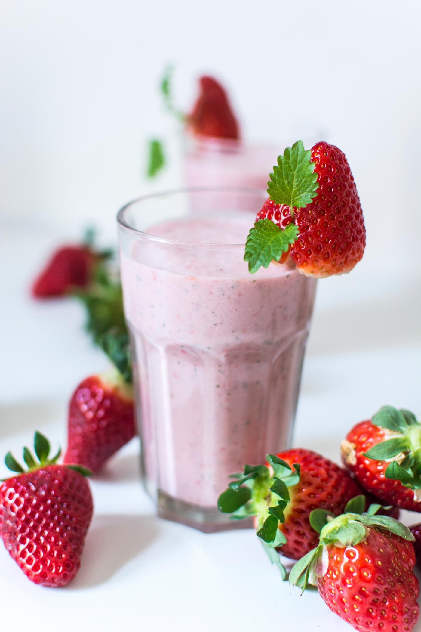 Strawberry mint milkshake Strawberry mint milkshake