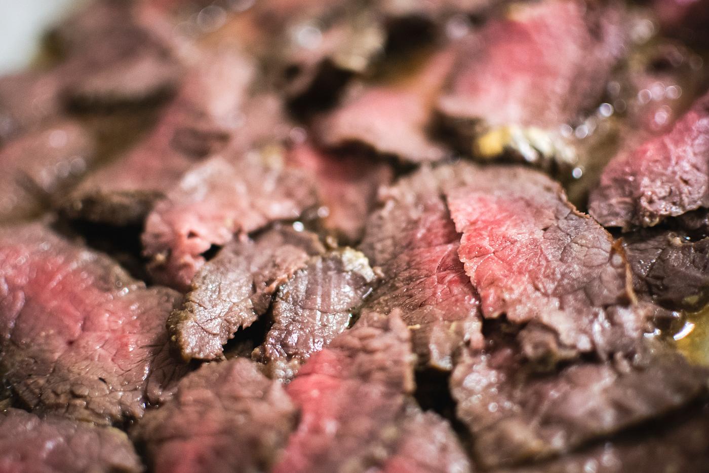 A medium roast beef closeup A medium roast beef closeup