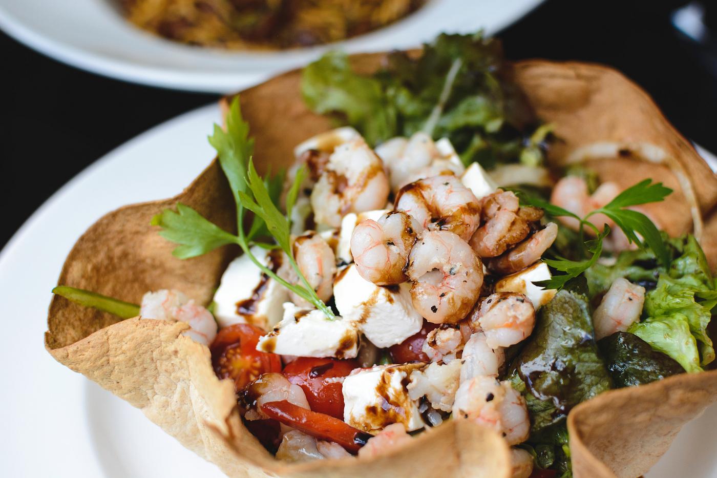 Salad with shrimp and feta cheese Salad with shrimp and feta cheese