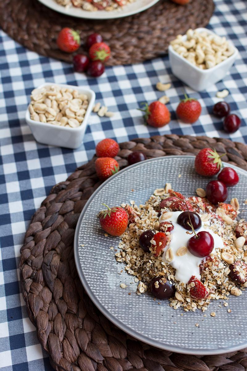 A delicious homemade granola bar filled with oats, nuts, and dried fruit