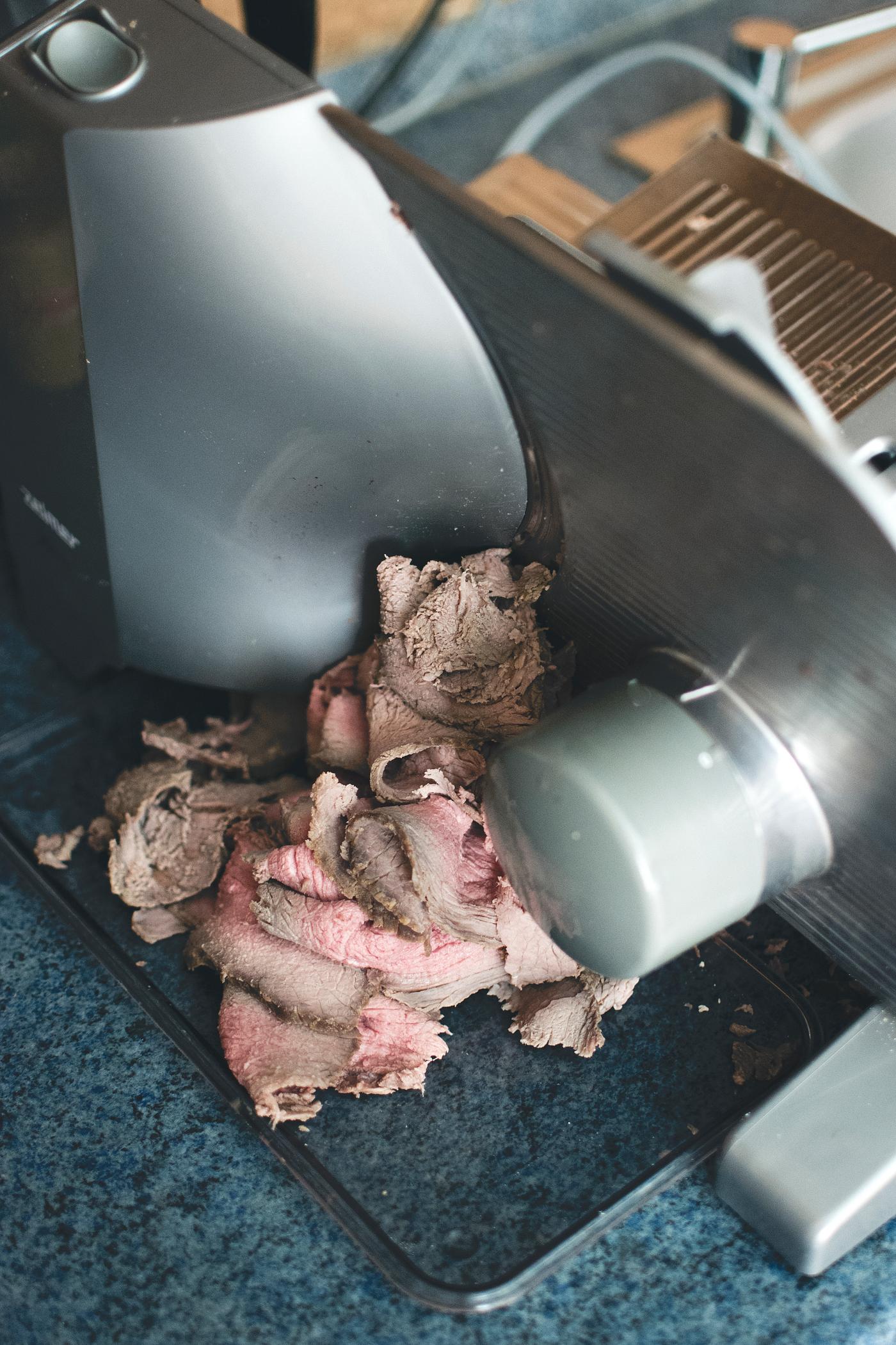 Slicing roast beef Slicing roast beef