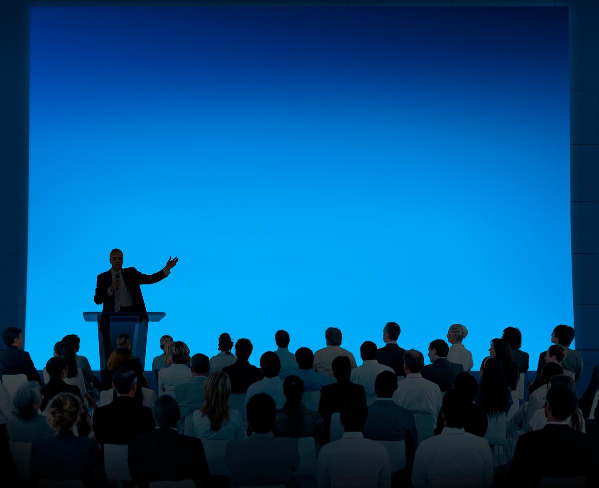 Download Speaker And Audience Silhouette Royalty Free Stock Psd Mockup High Resolution Design