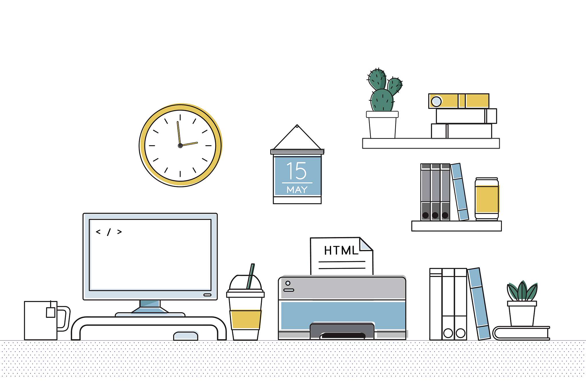 Vector of office supplies - computer, design, digital, electronic, equipment, graphic, icon, illustration, interior, mockup... Vector of office supplies - computer, design, digital, electronic, equipment, graphic, icon, illustration, interior, mockup...