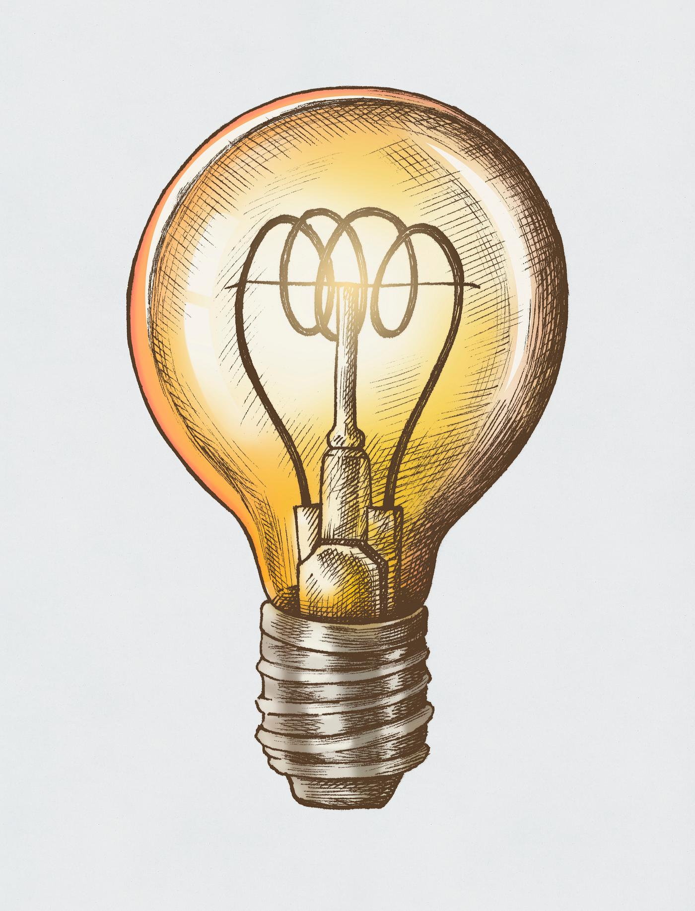Vintage light bulb drawing | Royalty free stock ... Vintage light bulb drawing | Royalty free stock ...