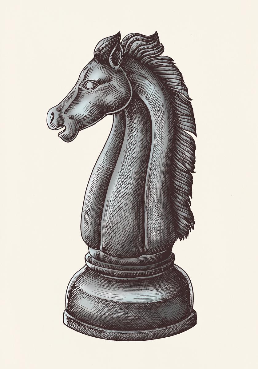Hand-drawn chess knight illustration | Free Photo - rawpixel