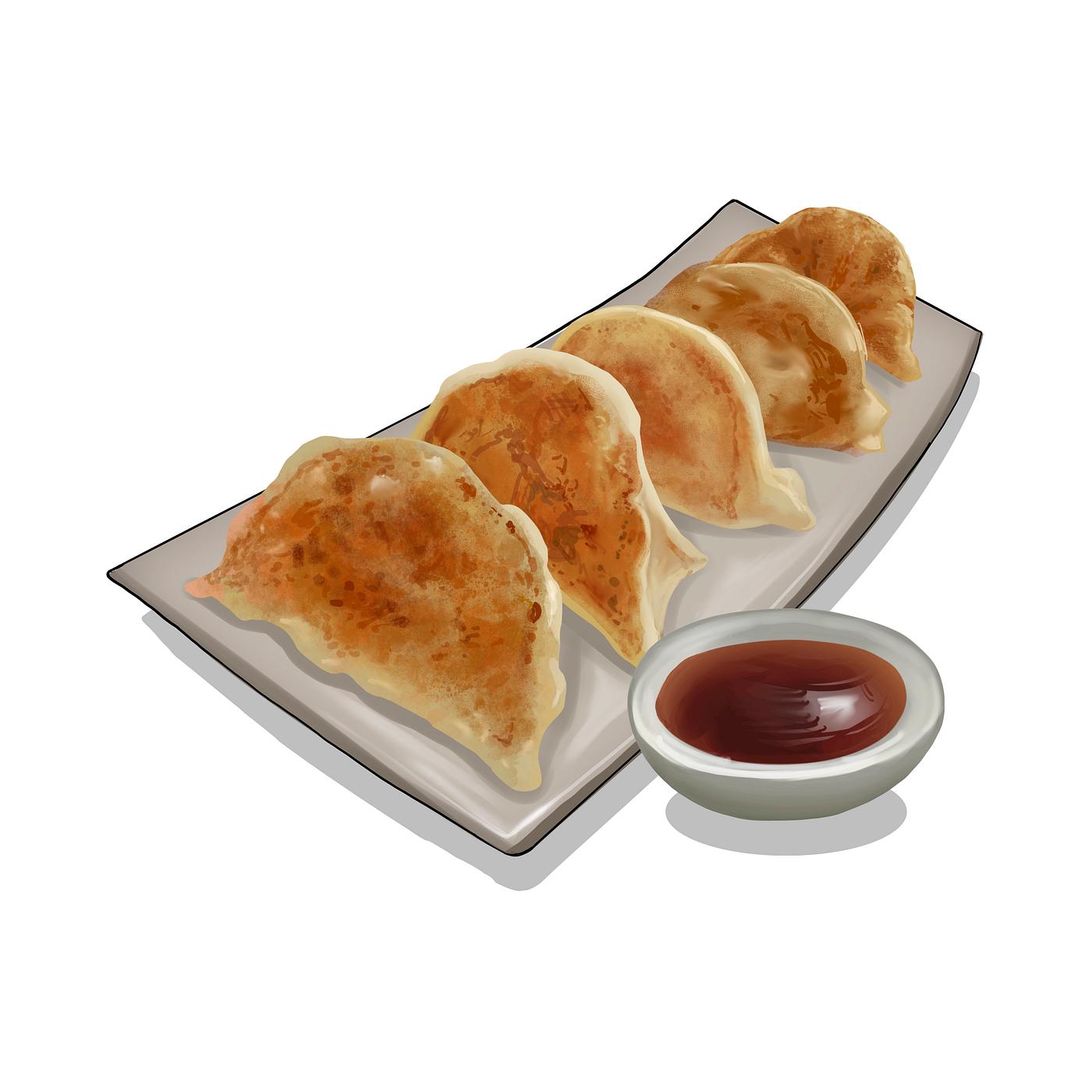 Japanese Gyoza with dipping sauce | Royalty free stock illustration - 449861