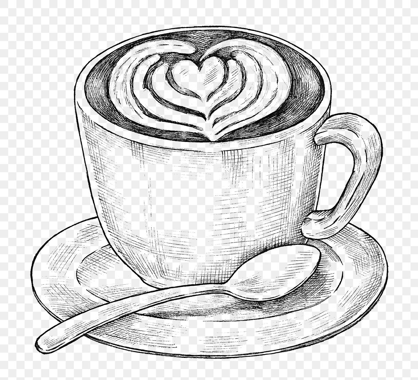 Download Caffe latte ink drawing | Free transparent png - 1200182