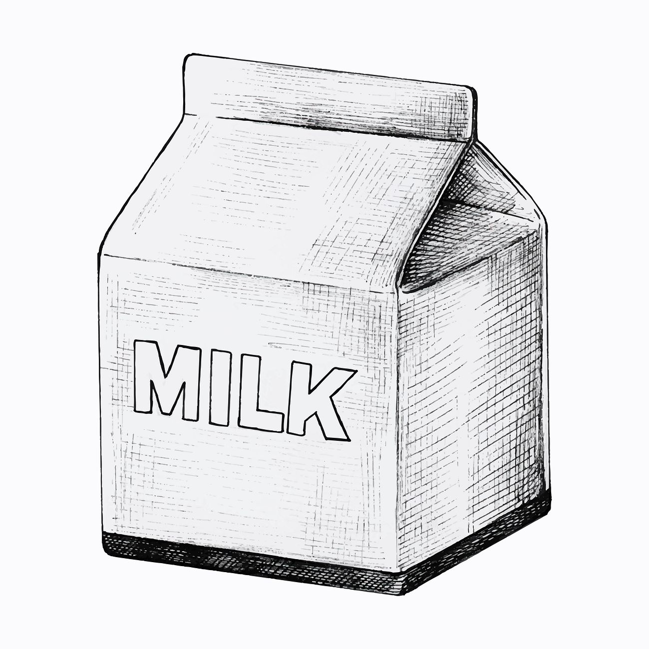 Milk carton ink drawing