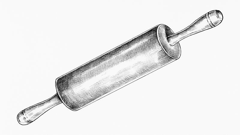 Rolling pin ink drawing | Royalty free stock psd mockup | High