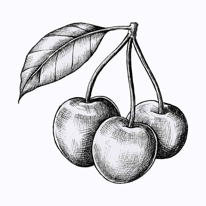 Cherries ink drawing