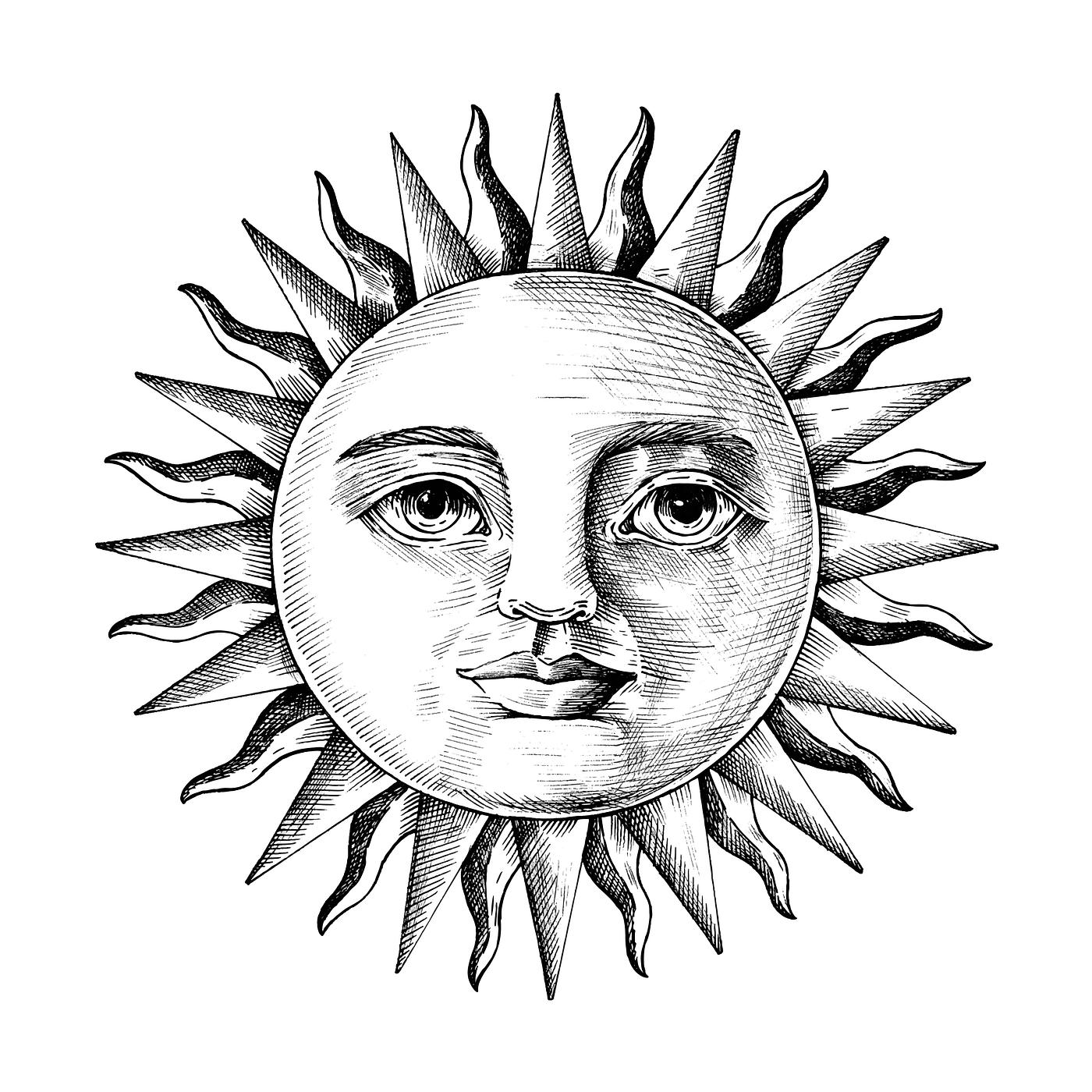 Hand drawn moon with face Free stock illustration 411110