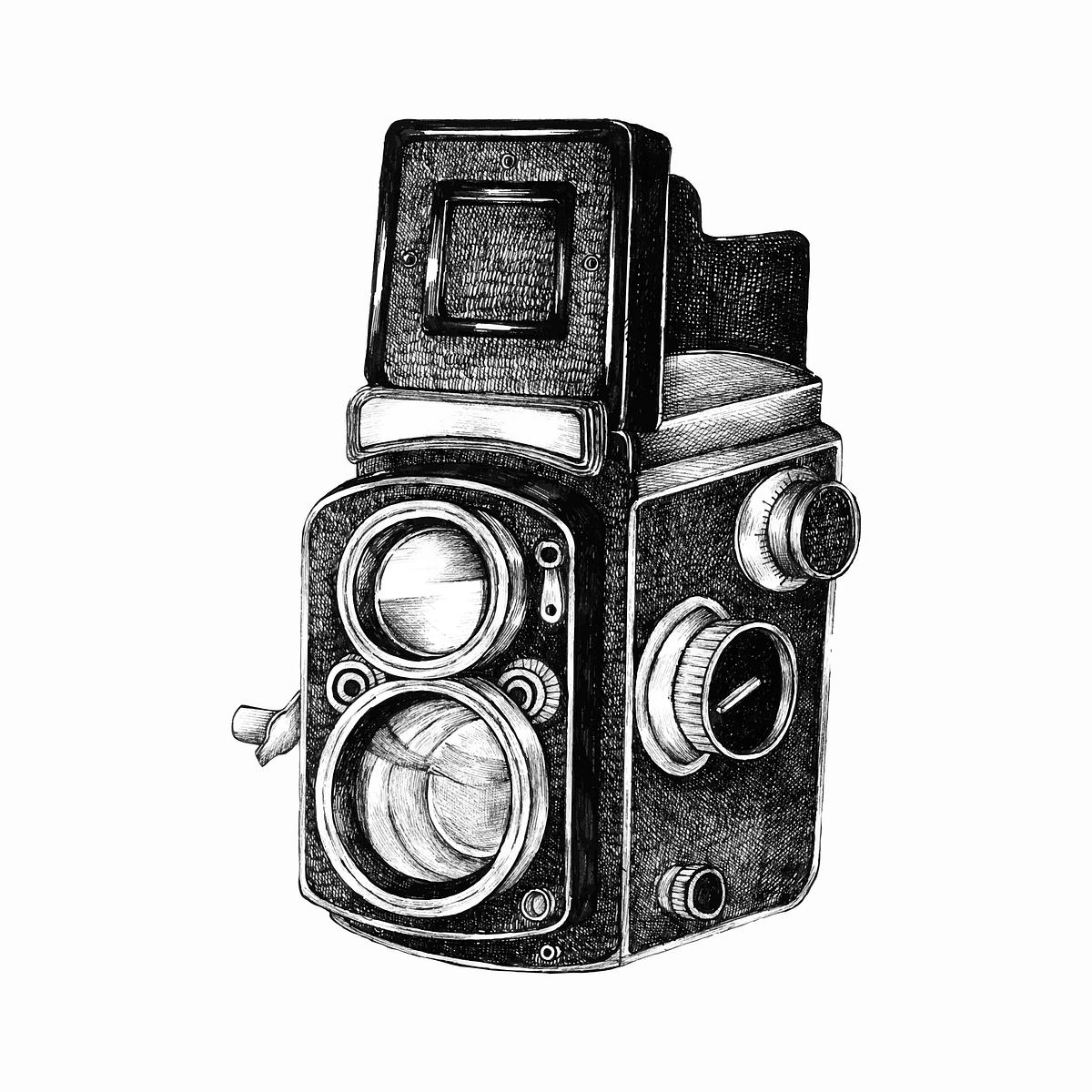 Hand drawn retro film camera Premium Vector rawpixel