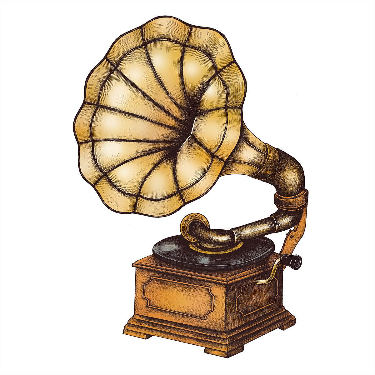 Old Gramophone vintage style illustration Free stock Old Gramophone vintage style illustration Free stock