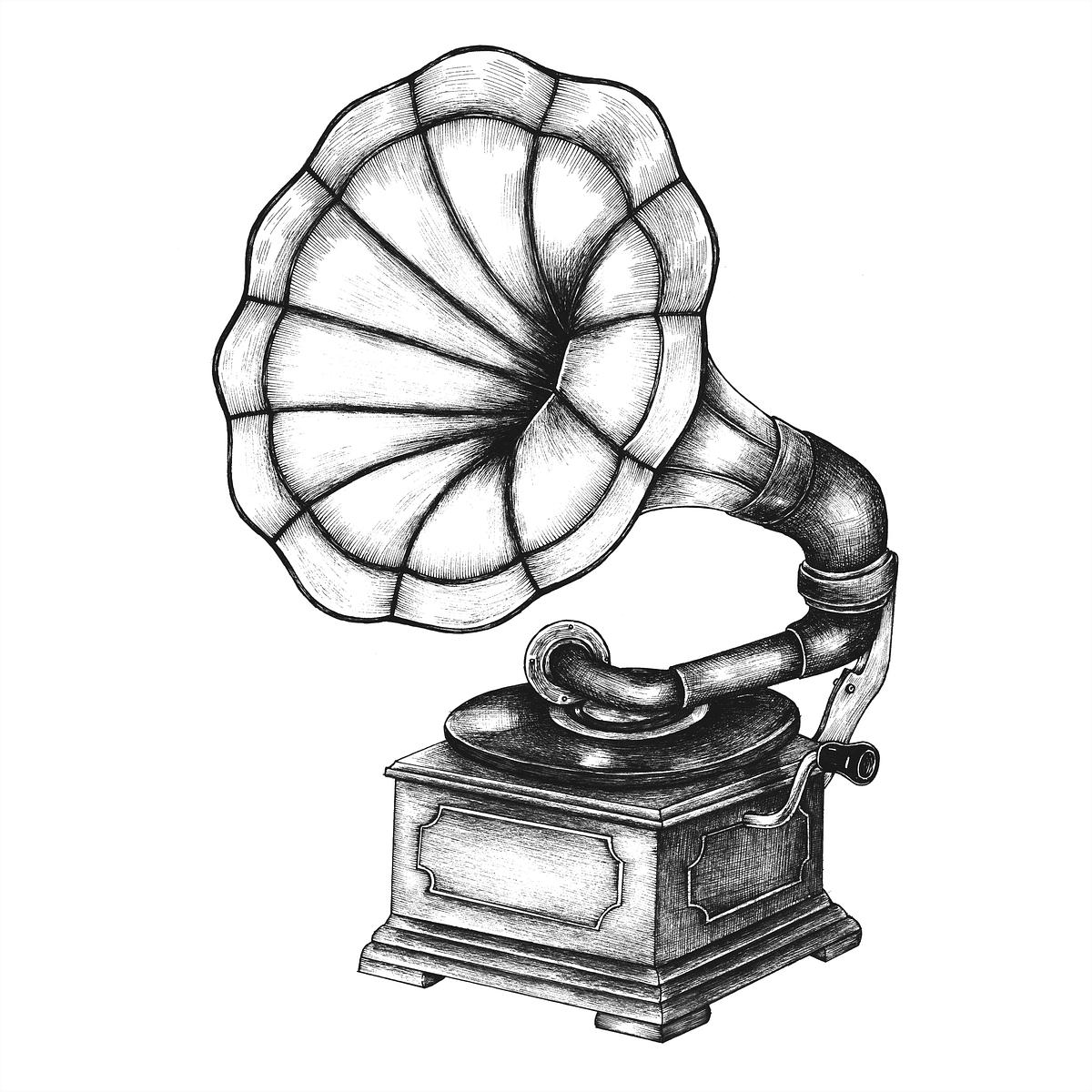 Old Gramophone vintage style illustration Free stock Old Gramophone vintage style illustration Free stock